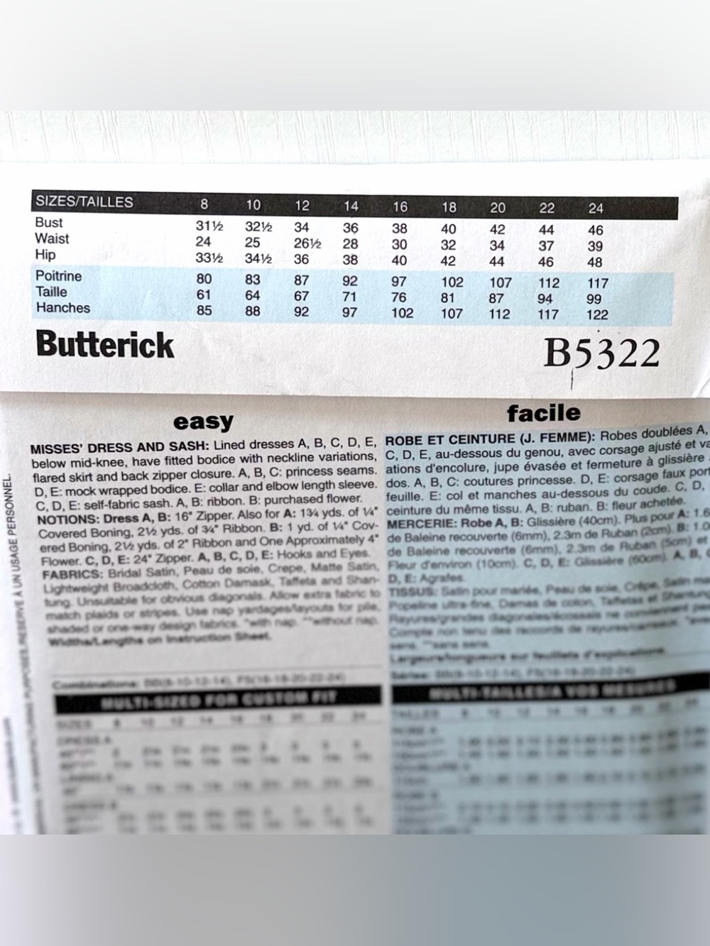 Uncut Butterick Fit n flair Dress neckline & sleeve variations Pattern sz 8-14 - Picture 6 of 16